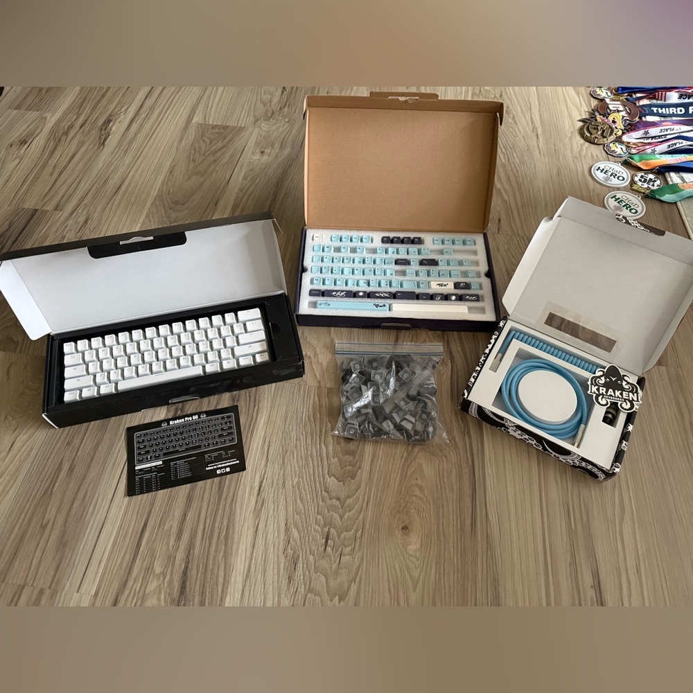 Kraken Pro 60% Mechanical Keyboard Stealth Bundle with Coiled Cable & Key Caps.